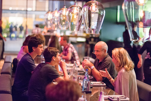 family at restaurant